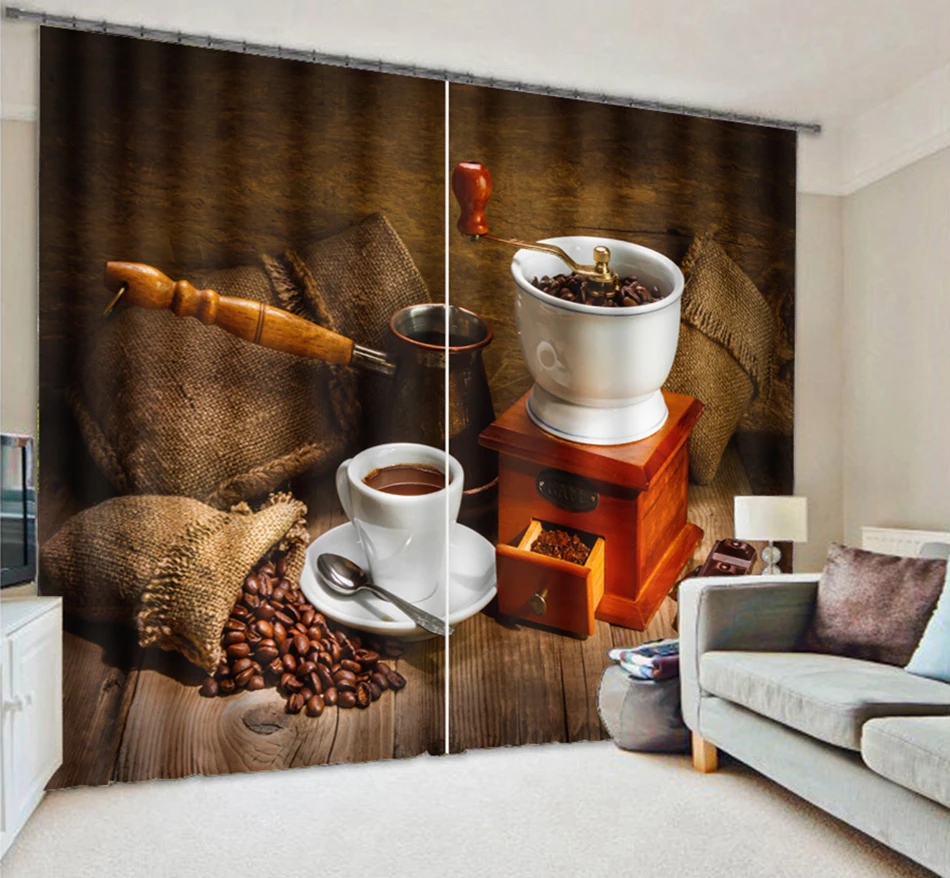 

Coffee photo printing personalized three-dimensional shading curtains
