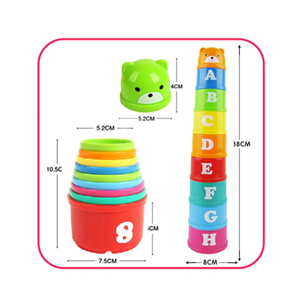 9 шт./компл. стек башня из чашек цифры, буквы Развивающие детские игрушки Foldind детей раннего разведки 24 месяца ребенок игры