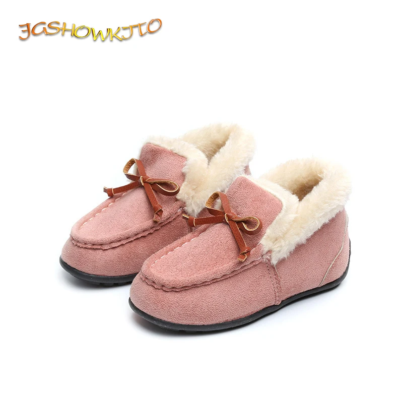 

JGSHOWKITO Fashion Girls Boots Warm Cotton Shoes For Toddlers Big Kids Children's Snow Boots Flock With Plush Cotton-padded Boot