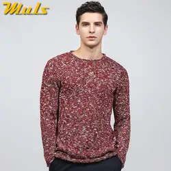 Мулс мужские свитера пуловеры с круглым вырезом выдалбливать дизайнерская брендовая одежда свитер мужчин на осень-зиму черный красный
