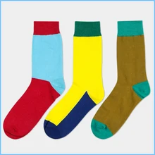 (3pair)Color matching man cylinder hosiery for casual male tide in pure cotton socks wholesale