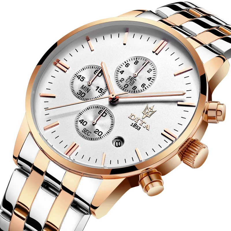 

DITA Fashion Mens Watches Top Brand Luxury Sports Casual Waterproof Mens Watch Quartz Stainless Steel Wristwatch Reloj Hombre