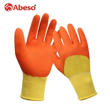 1 пара полуподвесных защитных перчаток для защиты пальцев износостойкая прочная дышащая желтая сердцевина оранжевая резина Рабочая