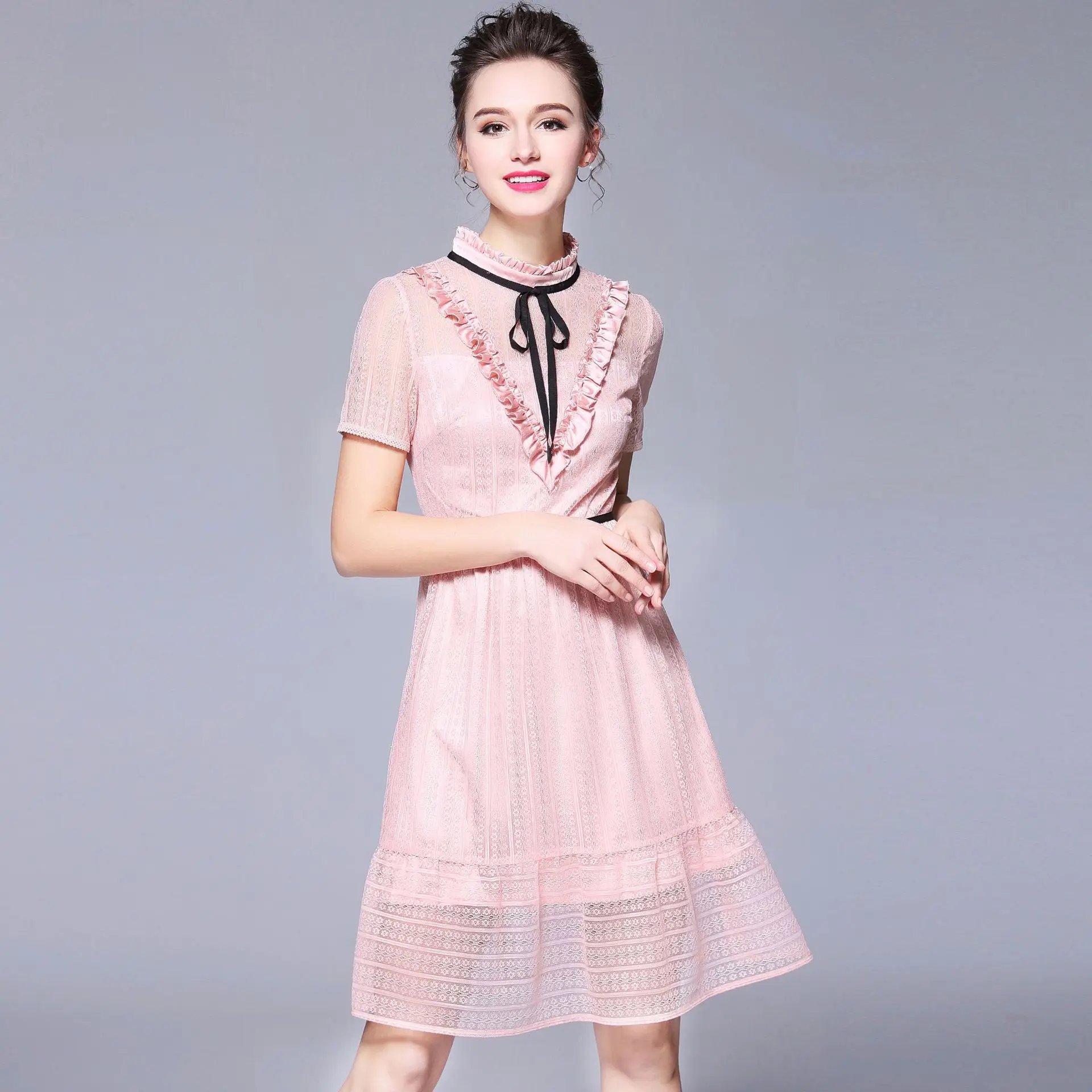 OUYALIN L XXXL 4XL 5XL Плюс Размер летнее платье 2018 Новое Женское с коротким рукавом и