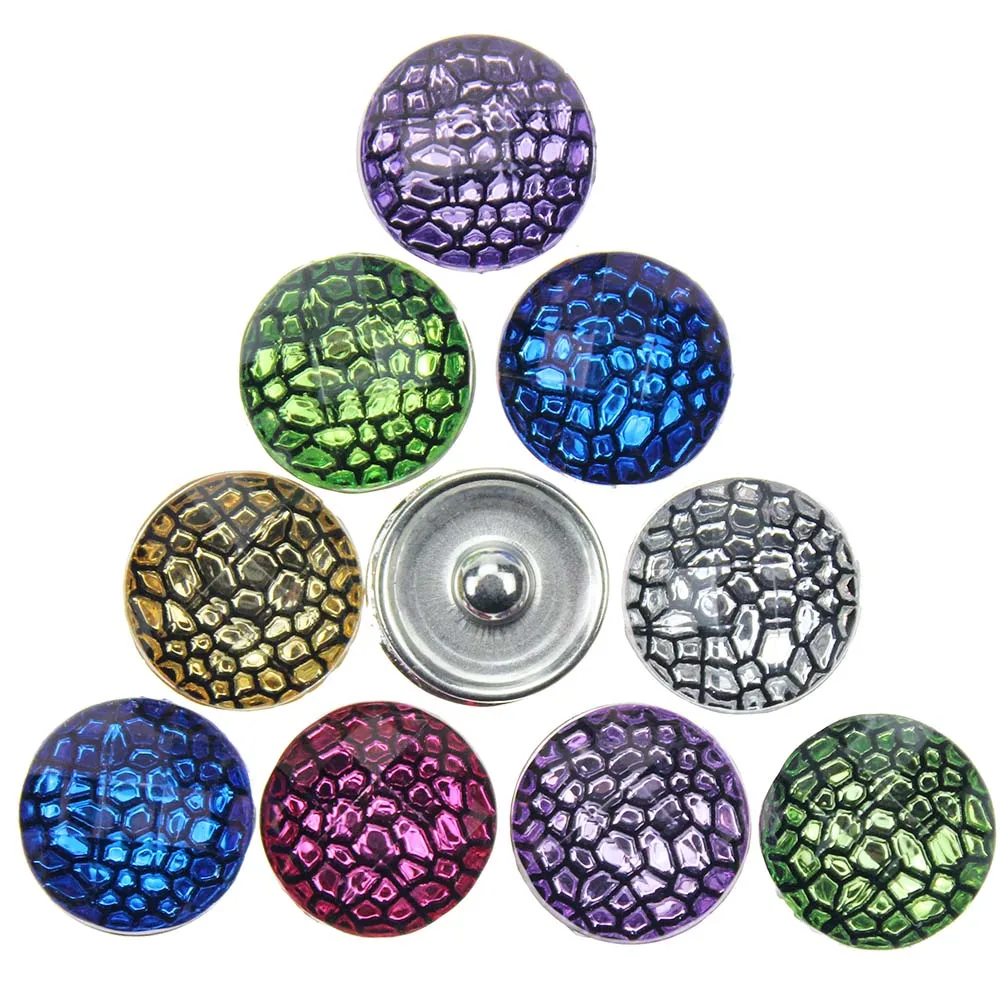 10Pcs/lot Mixed Style Snap Jewelry Colorful Crystal Round 18mm Resin