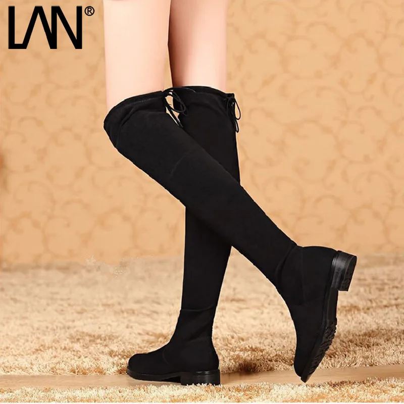

Fashion 2018 Winter Women Riding Boots Black Women Over the knee Boots Casual Ladies Boots Shoes plus size 35-41