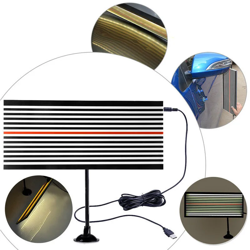 

LED Reflector Line Light Board Paintless Removal Dent Puller Hail Tools Repair Kit