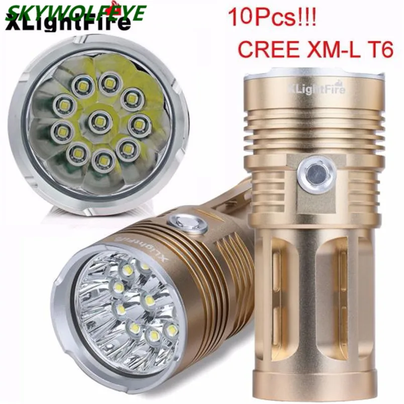 

XLightFire 25000LM 10 x XM-L T6 LED Hunting Flashlight 4 x 18650 Lamp Torch Free Shipping #NO12