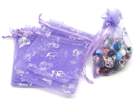 

LASPERAL 500PCs Drawable Organza Gift Bags Silver Color Butterfly Pouches For Jewelry Packaging Wedding Party Decoration 9x7cm