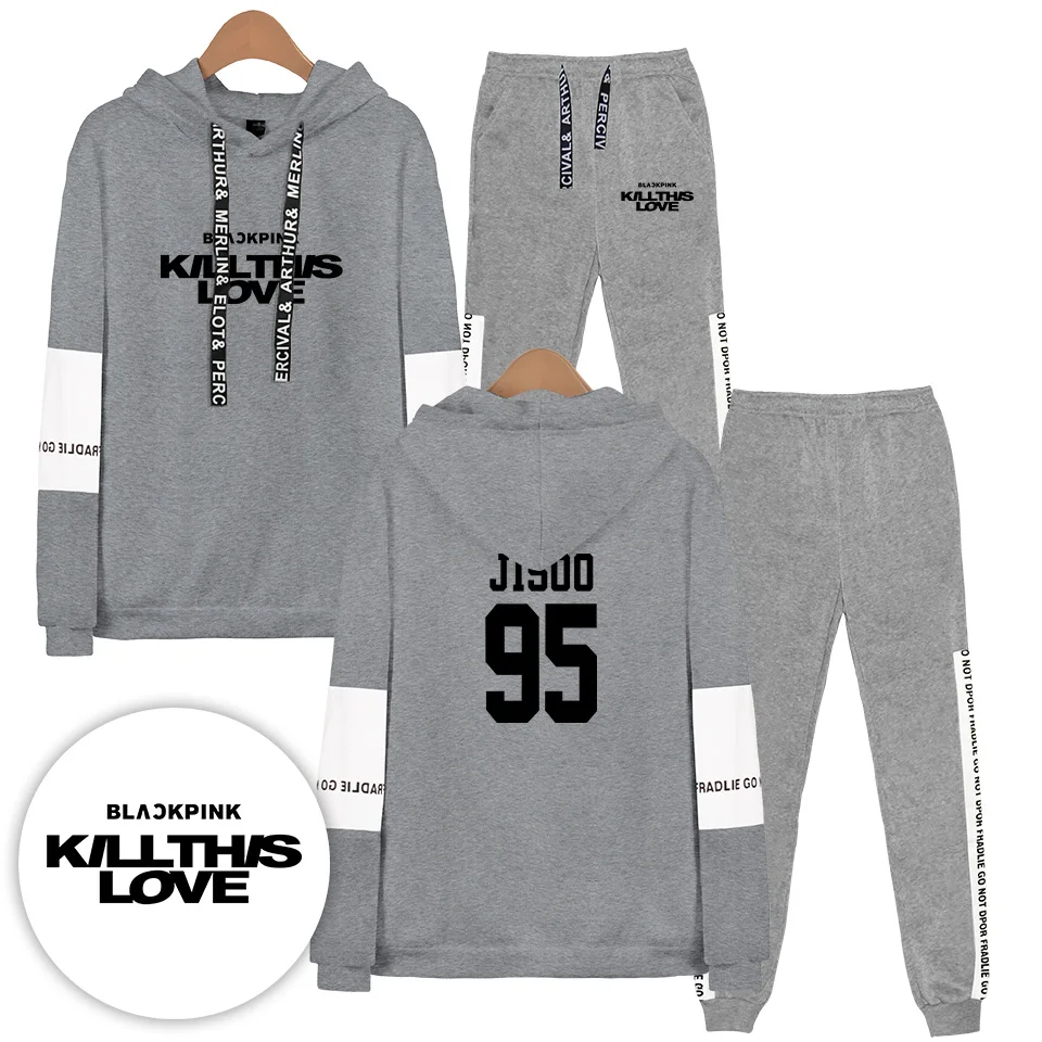 

VAGROVSY Blackpink KILLTHISLOVE Kpop Latest Album Sweatshirt Two Piece Set Women Men Fleece Pullover Sweatshirt+Sweatpants Suit