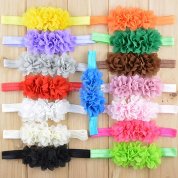 

40pcs/lot Triple 2inch Chiffon Flower With Headband New Born Baby Headband