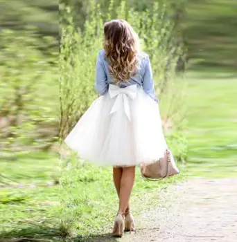 

Causal Short Skirts for Adult Girl 5 Layers Tulle Tutu Skirt High Waist Knee Length Midi Skirts for Women Big Bow Custom Made