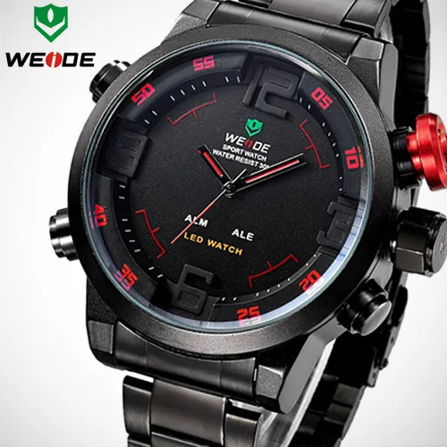 

2016 New Brand WEIDE Men Sports Watches Men's Quartz Digital LED Alarm Clock Full Steel Military Wrist Watch Relogio Masculino