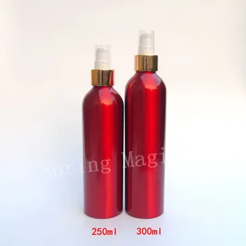 

250ml Blue/Red Aluminum bottle with Gold Ring pump emulsion bottles.Shampoo/Bath Milk Cosmetic Container Aluminum Lotion Bottle