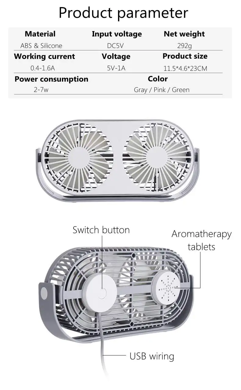 DMWD Mini USB двойной Вращающийся вентилятор с ароматом портативный ручной вентилятор 3-блоки переключения скоростей Регулируемая ароматерапия машина Handy Desktop