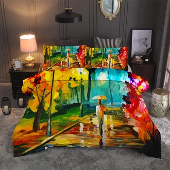 

Luxury 3D Oil Painting Forest quilt set King size bedding set single kids Duvet cover set Bedclothes Home Textiles Bedroom Sets