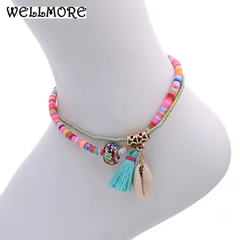 WELLMORE new handmade shell Anklet bohemia Anklets for women Holiday beach beads Anklet Foot summer Party Jewelry Gift