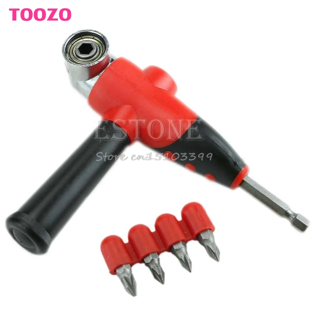 

New Angle bit driver adapter with bits and side handle for power drill tool #G205M# Best Quality