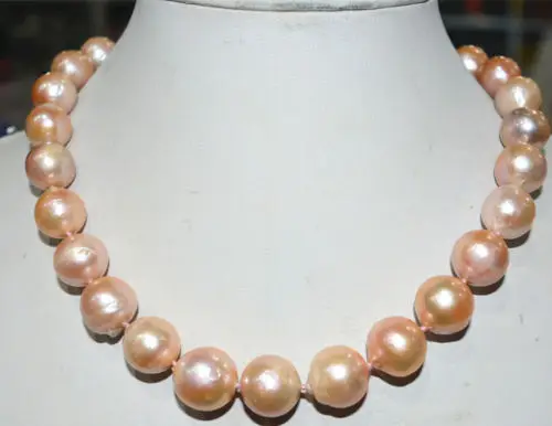 

ddh003807 Charming!Real13-16mm South Baroque pink Akoya Pearl Necklace