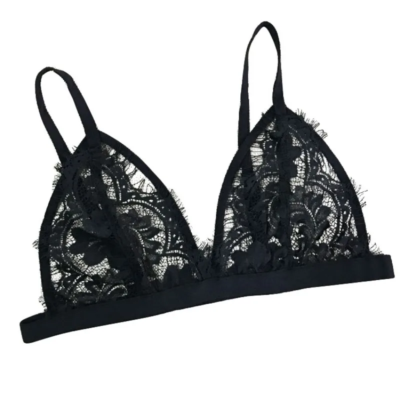 

Jlong Sexy Women Bras 2018 Floral Sheer Hollow Lace Bra Women Underwear Triangle Bralette Thin Bustier Unpadded Bra Women Top z1