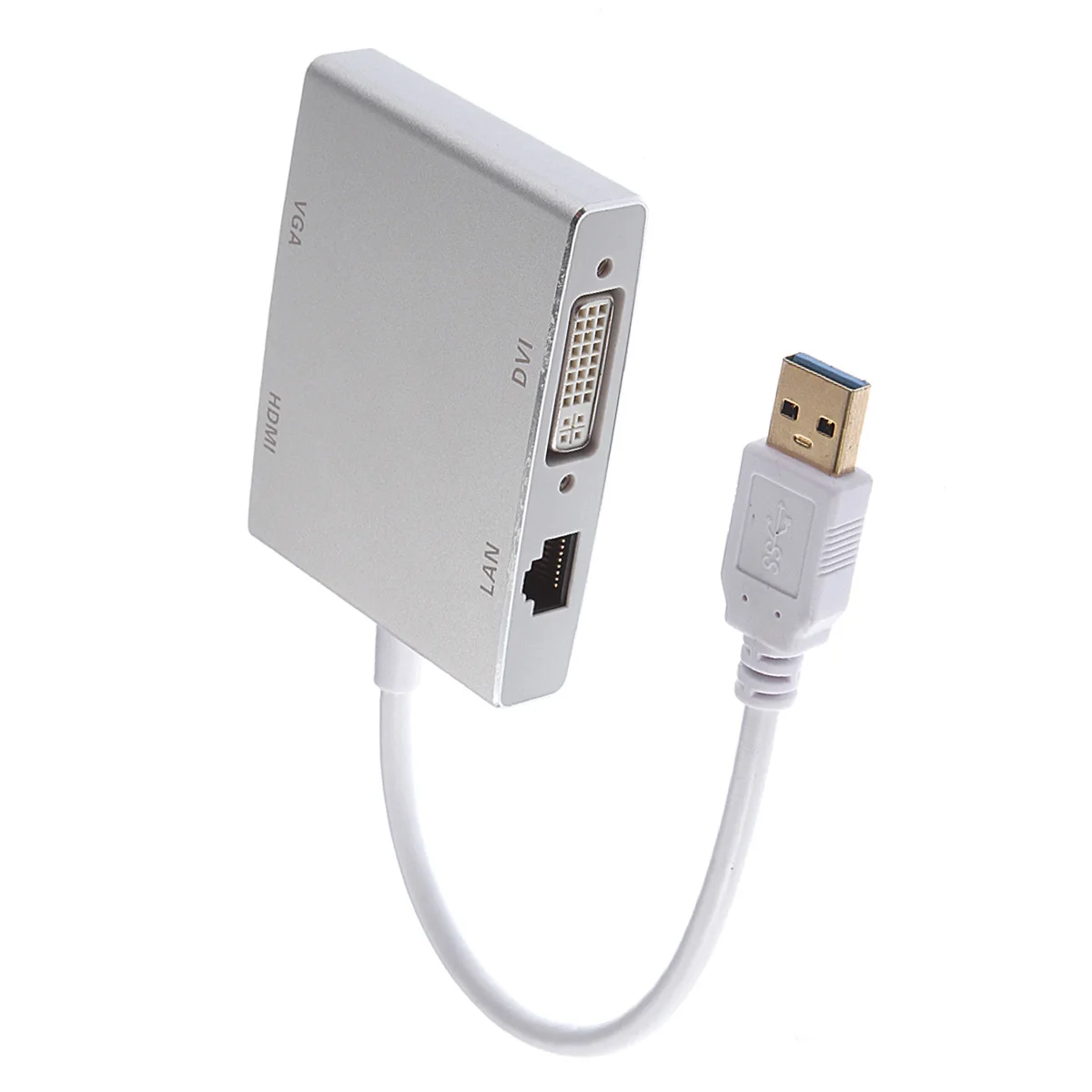 Внешняя видеокарта USB 3 0 к DVI VGA HDMI HDTV и адаптер LAN Ethernet RJ45 100 Мбит/с 4 в 1