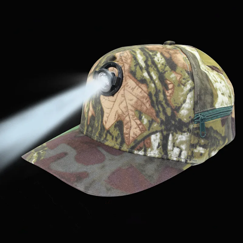 

2107 Camouflage Night Fishing Caps With Head Light 5W High Brightness LED Lamp Outdoor Camping Multi-purpose Cap Free Size