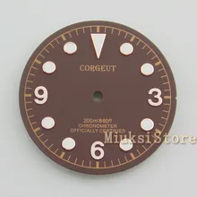 Corgeut 30,5 мм кофейная, из нержавеющей стали часы циферблат Miyota8205/8215, ETA 2836/2824 Mingzhu DG2813/3804 движение