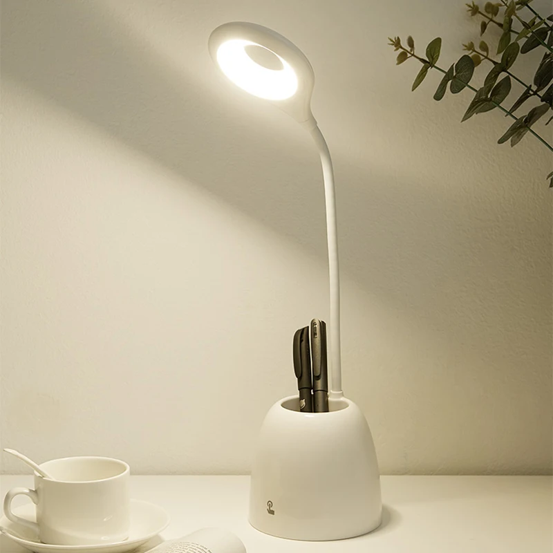 

Table Lights Eye Protect Dimmable LED Rechargable Touch Sensor Pen Container Desk Light With Mini Fan For Studying Reading Lamp