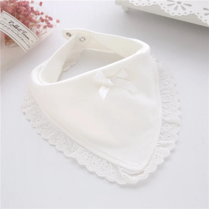 Baby Girl Lace Cotton Bib Solid Color Princess Style Buttoned Triangle Bib Maternal And Child Baby Products (3)