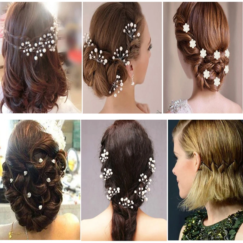 

Hair Accessories for Women Girls Pearls Hairpins Ponytail Holder Girls Flower Bridal Wedding Hair Clips Barrettes Hair Jewelry