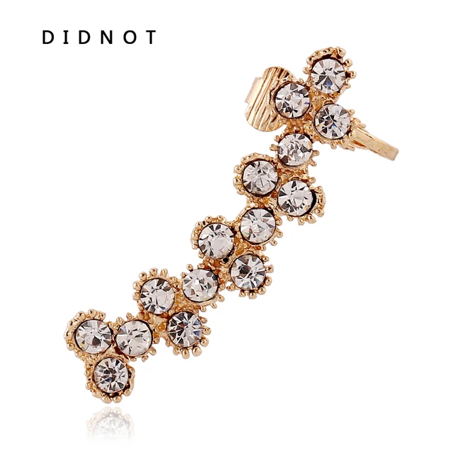 Didnot Golden Silver Ear Clip Crystal Earrings Anti Allergic Alloy Didnot Golden Silver Ear Clip Crystal Earrings Anti Allergic Alloy Cuff High End Jewelry