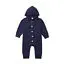 Повседневная одежда для новорожденных мальчиков и девочек от 0 до 24 месяцев, г., осенне-зимний комбинезон в полоску с длинными рукавами и капюшоном, комбинезон, костюм для подвижных игр теплая одежда - Цвет: Тёмно-синий