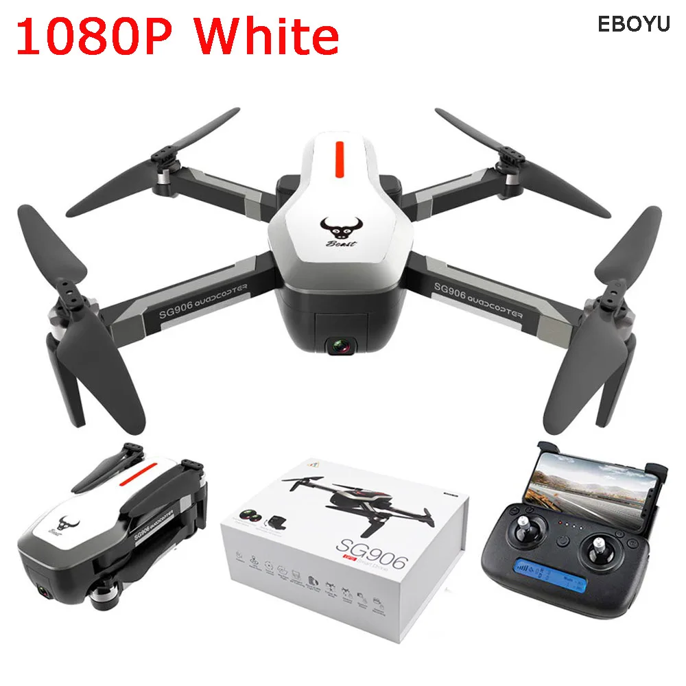 EBOYU SG906 gps Радиоуправляемый Дрон 4 K HD фронтальная камера+ 720 P камера вниз-вид 5G WiFi FPV складной бесколлекторный Дрон позиционирования RTF - Цвет: White 1080P