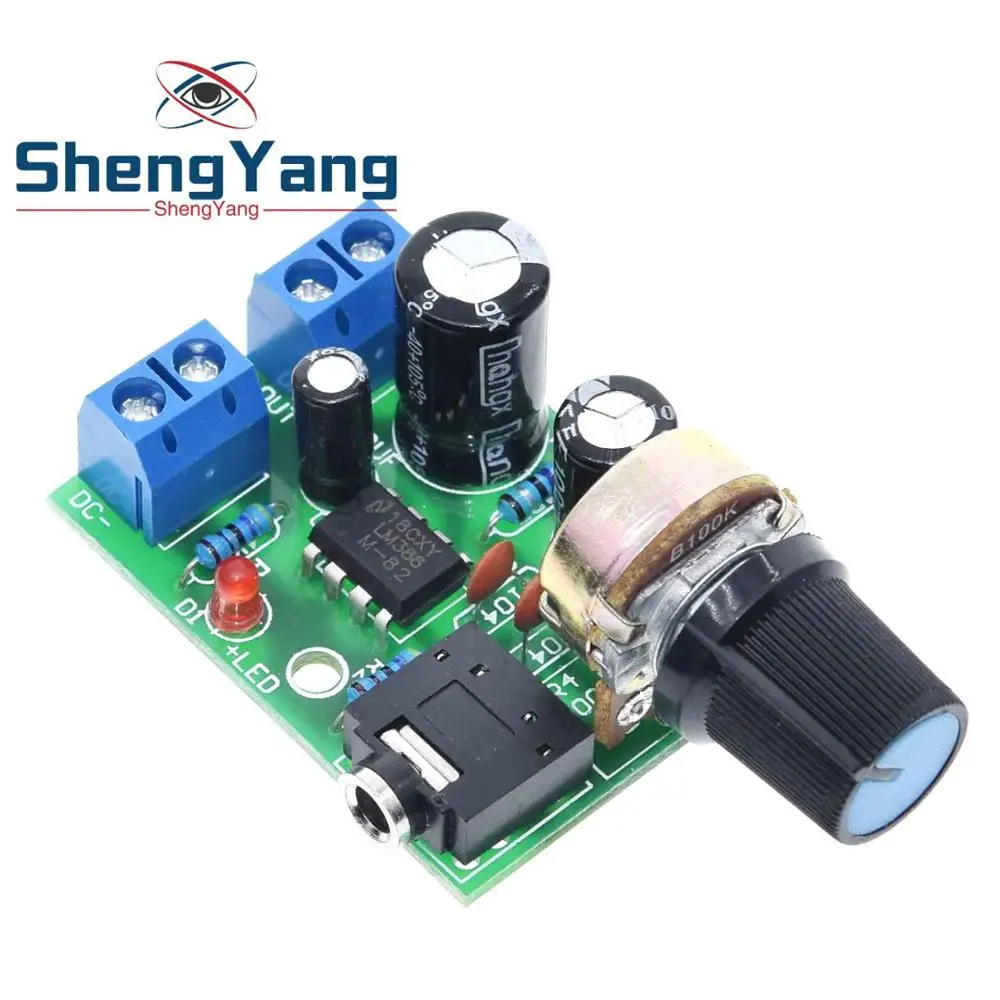 

ShengYang 1PC New Arrival LM386 Audio Power Amplifier Board DC 3V~12V 5v Mini AMP Module Adjustable volume