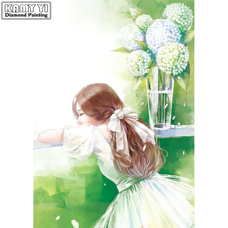 KAMY YI 5D DIY Diamond Painting Embroidery Girl and dandelion Full Square / Round Mosaic Decoration YY | Дом и сад