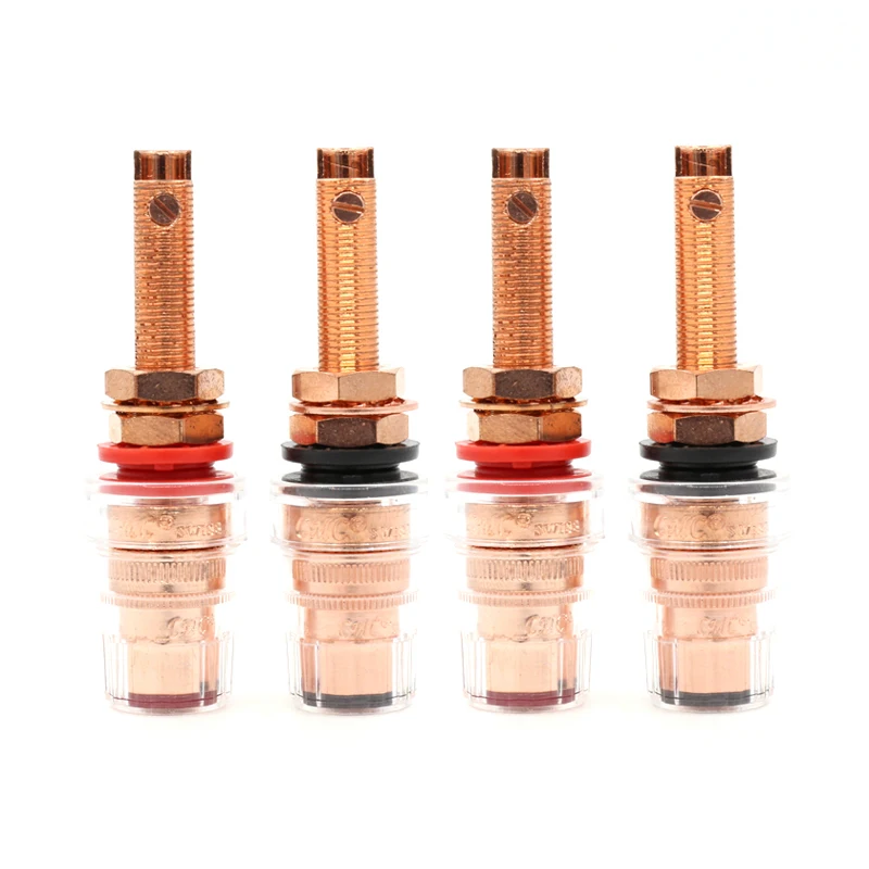 

Free shipping 4pcs Hi-End Eutectic Copper Red Coppper plated Speaker Amplifier Binding Post Terminal HIEND