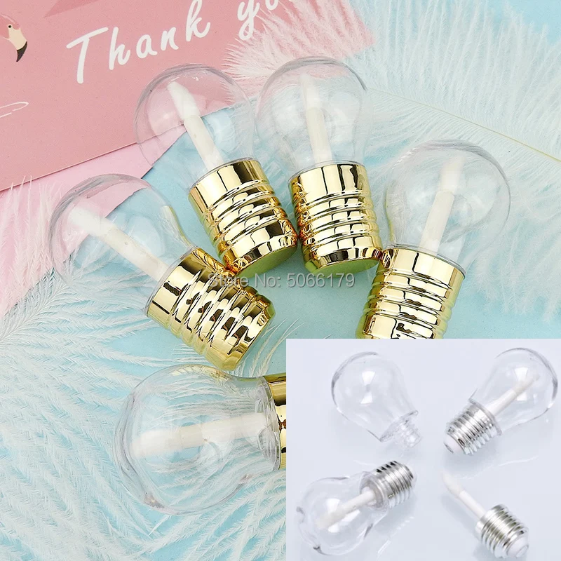

Empty Clear Ball Light Bulb Transparent Lip Balm Container,Plastic Gold/Silver Lip Gloss Tube,Makeup Lipstick Cosmetic Container
