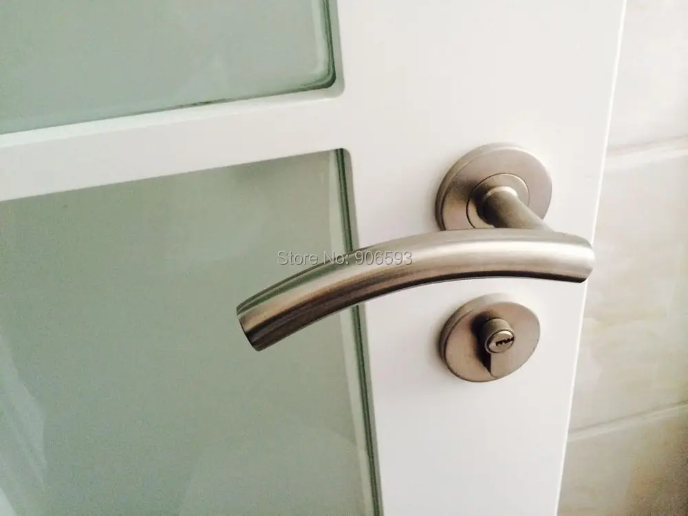 

6pairs free shipping Modern stainless steel classic arched door handle/door lock/lever door handle