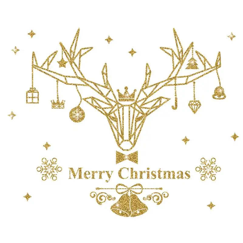 Новая мода Горячая рождественские бесклеевые статические наклейки Золотая Рождественская елка лося декоративные наклейки на окна