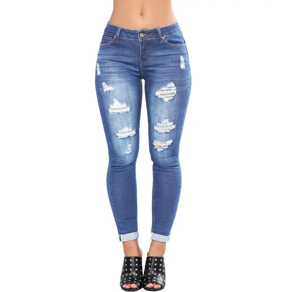 Hole Ripped Jeans Women Pants Cool Denim Vintage Straight Jeans For ...
