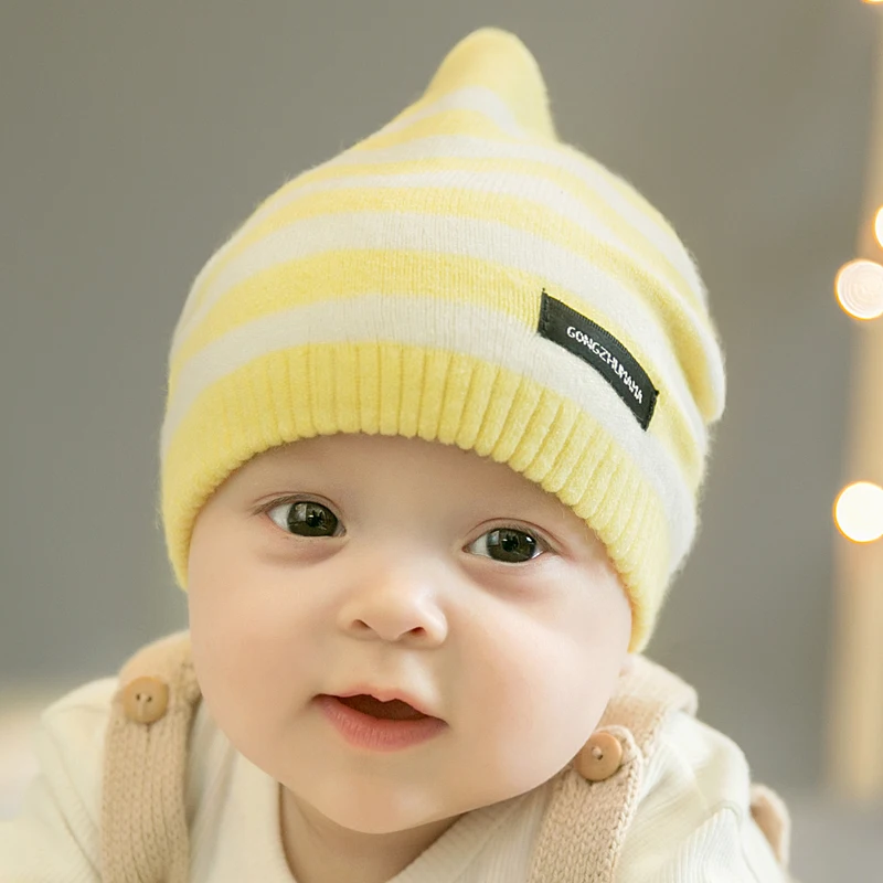 CieiK Newborn Photography Props Soft Baby Hat Warm Children Winter Cap Boys Girls beanie Infant Striped Muts Baby Accessories (14)