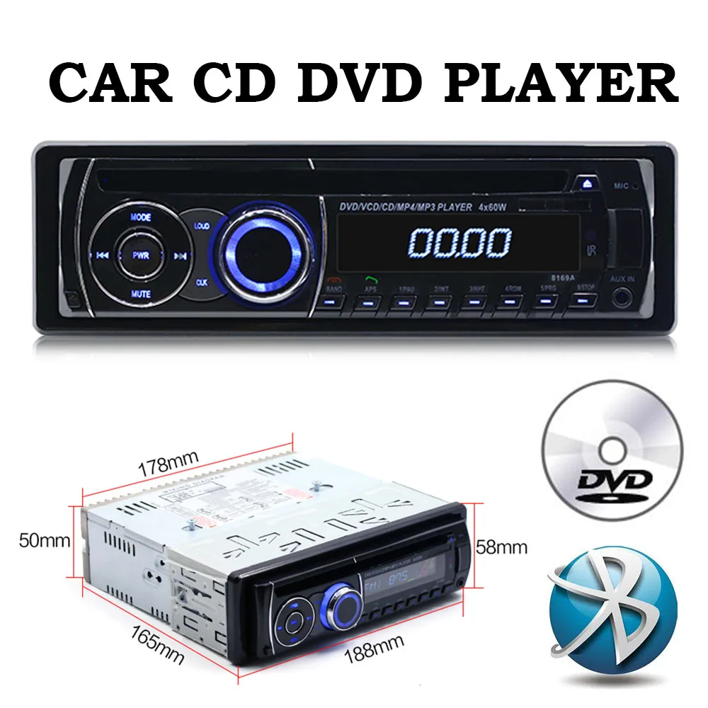removable panel CD DVD MP3 player Bluetooth 1 din car Radio Stereo FM