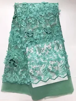 

Latest Black African Lace Fabric/ High Quality Nigeria Mesh Lace/ French Tulle Beaded Lace Fabric For Fashion Dresses J1106