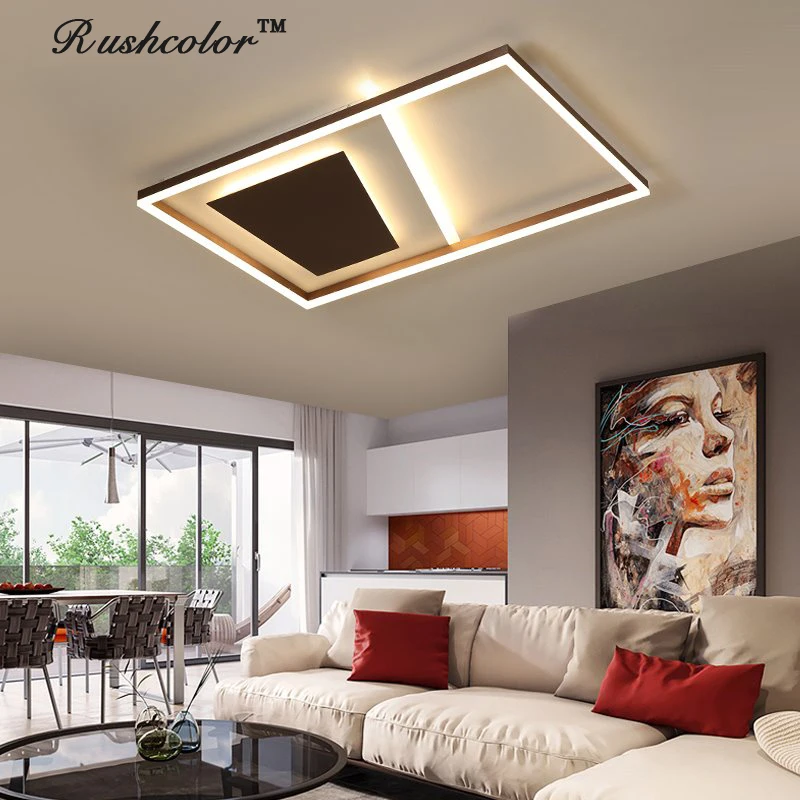 

2019 Modern Brown + White ceiling light 32w 40w 55w 80w Bedroom Study room ceiling lights AC90-260V Remote Control ceiling lamp