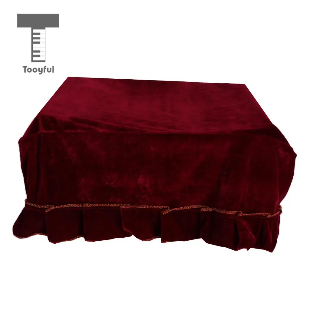 Tooyful Pleuche Piano Stool Chair Cover for Piano Single Seat Bench Claret