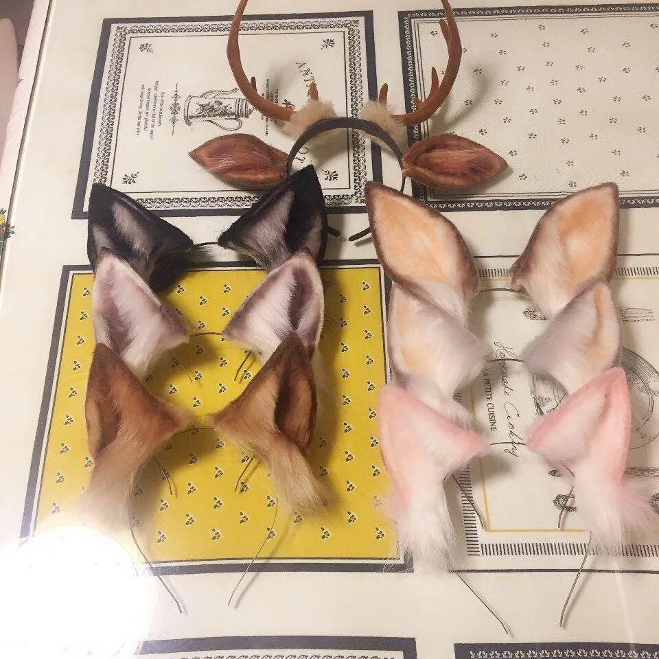  New Rabbit Kingdom Cosplay Carnaval Gothic Lolita Acessories Fox Ear Hair Hoop Headwear For Girl Wo