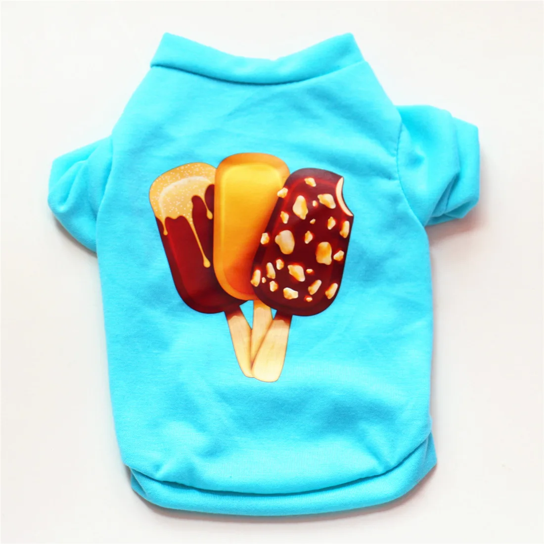 

New breathable Summer Cotton dog T-shirt with sleeve blue Popsicle print dog Vest for small dog clothes Tank Apparel Costumes