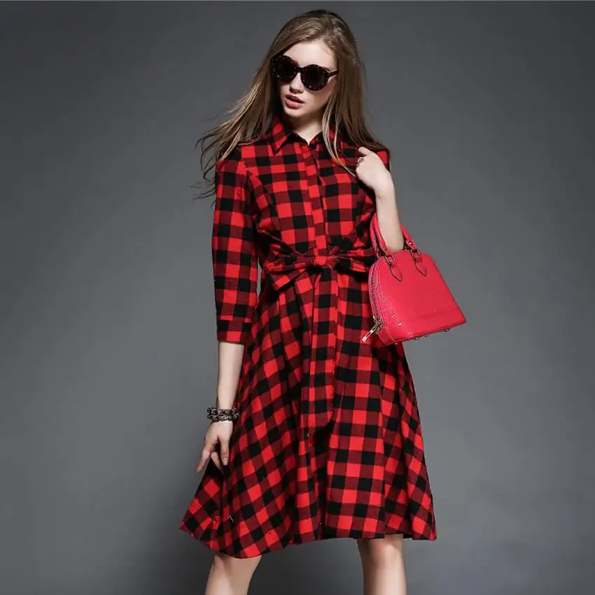 red black checkered dress