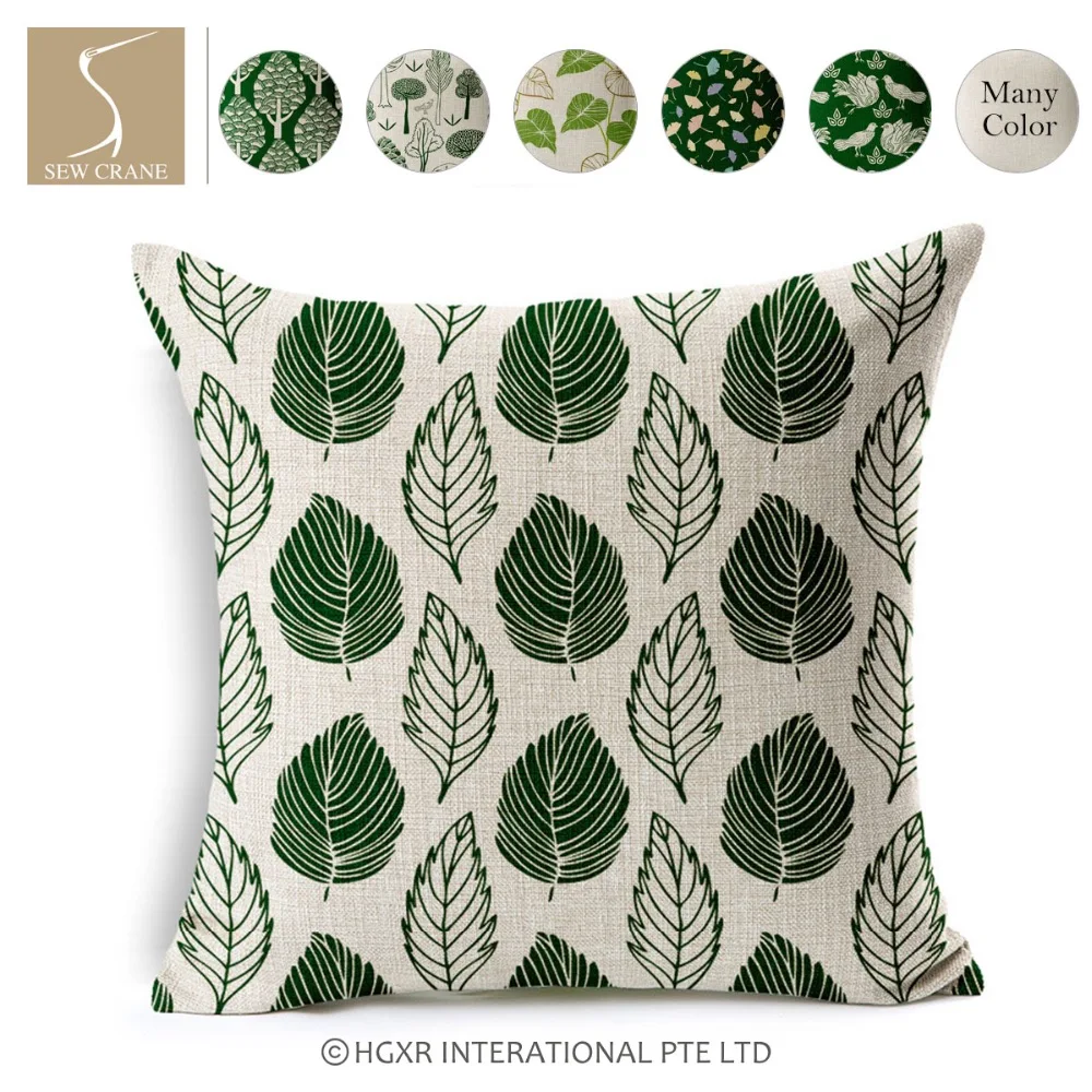 

SewCrane Natural Green Tree Leaves Seamless Spring Leaf Plant Cotton Linen Square Decorative Throw Pillow Case Cushion Cover