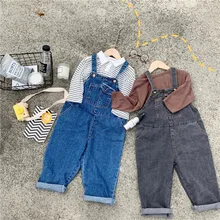 Джинсовый комбинезон для девочек и мальчиков, осенние джинсовые штаны для девочек 1-6 лет